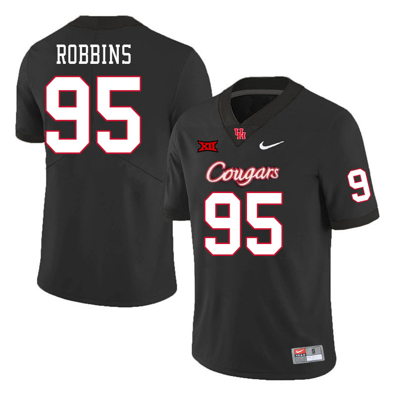 Men #95 Taleeq Robbins Houston Cougars Big 12 XII College Football Jerseys Stitched-Black - Click Image to Close